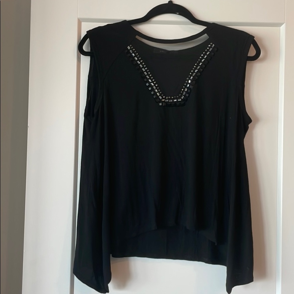 BCBGMAXAZIRA black crop top with beaded front